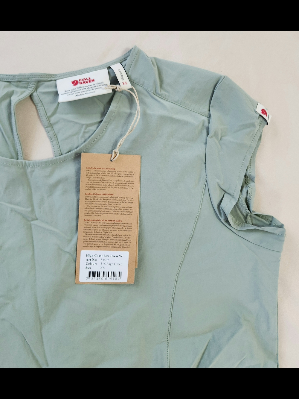 Fjallraven Higg Coast Lite Sage Green Women's Short Sleeve Dress